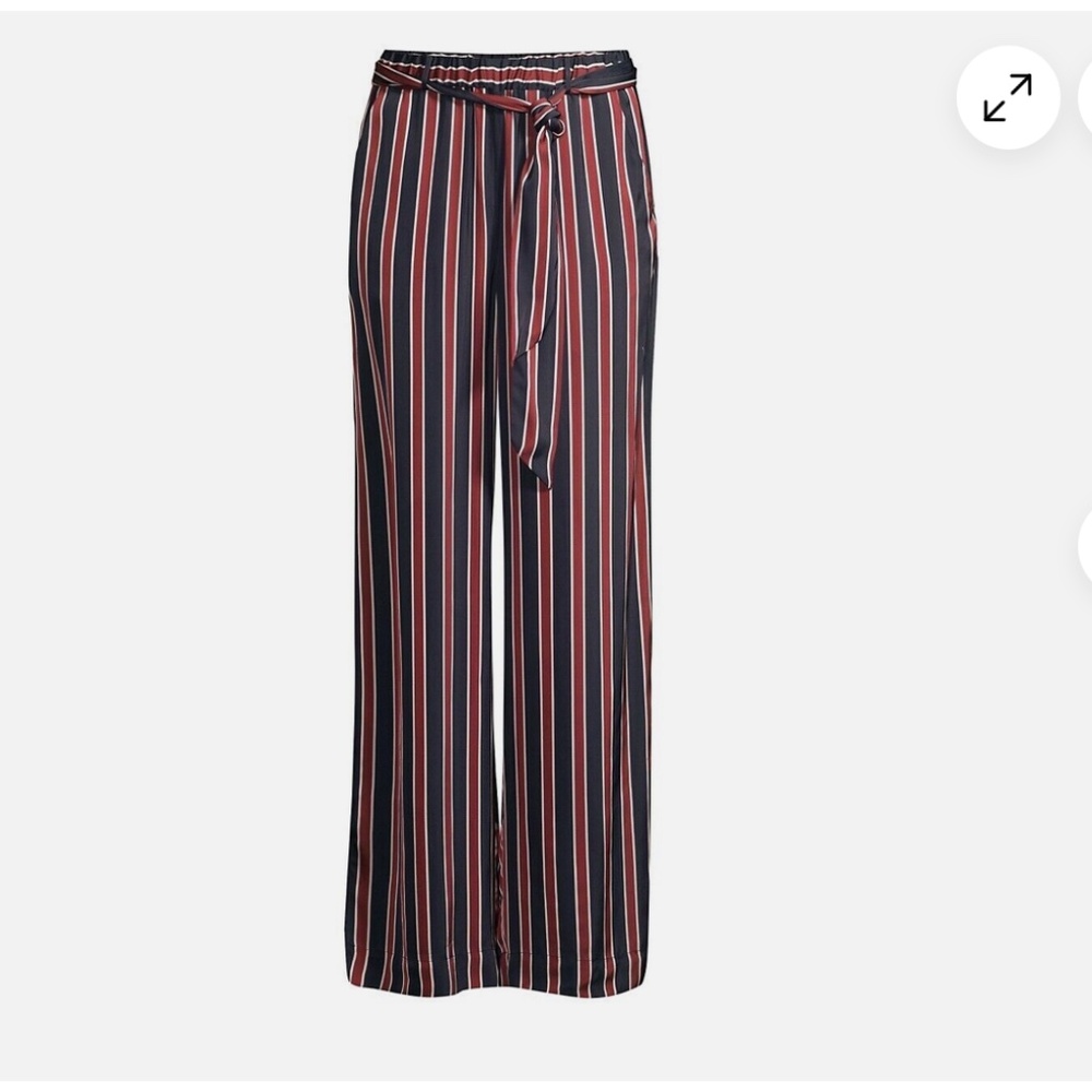FRAME Easy Striped Charmeuse Wide Leg Pants Womens Large Full Length Belted
